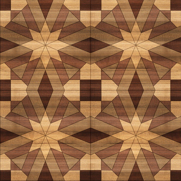 Symmetrical Wooden Star Pattern with Geometric Precision