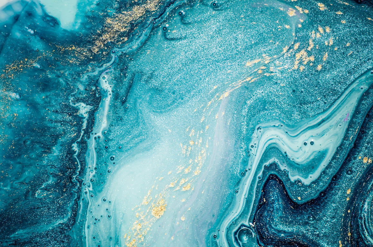 Teal Gold Marble Stretch Ceiling – Luxury Ocean Abstract Design