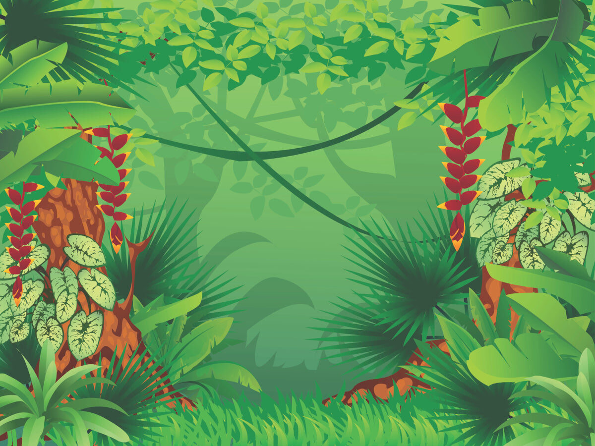 Tropical Jungle Background with Lush Green Foliage