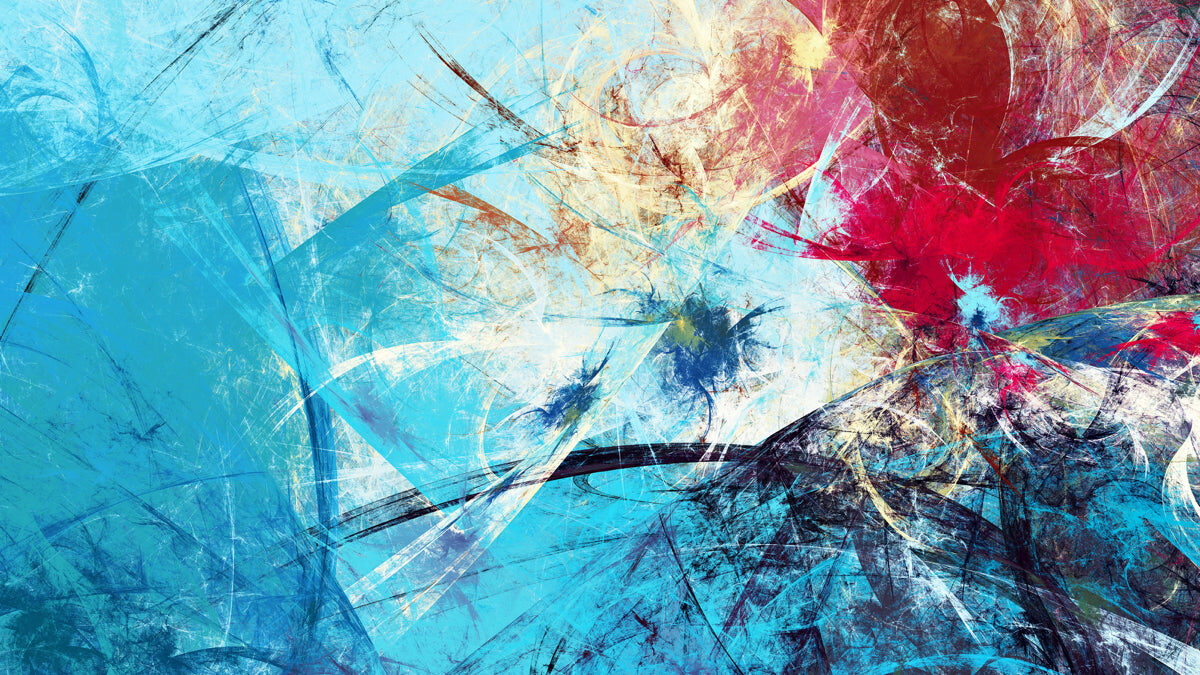Vibrant Abstract Brush Stroke Art in Blue & Red