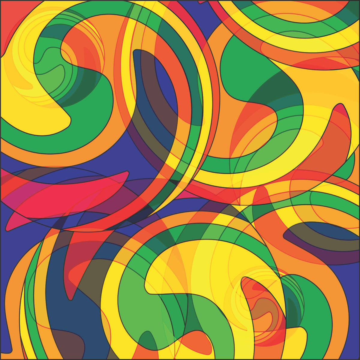 Vibrant Abstract Swirl Stretch Ceiling – Bold Color Fusion Design