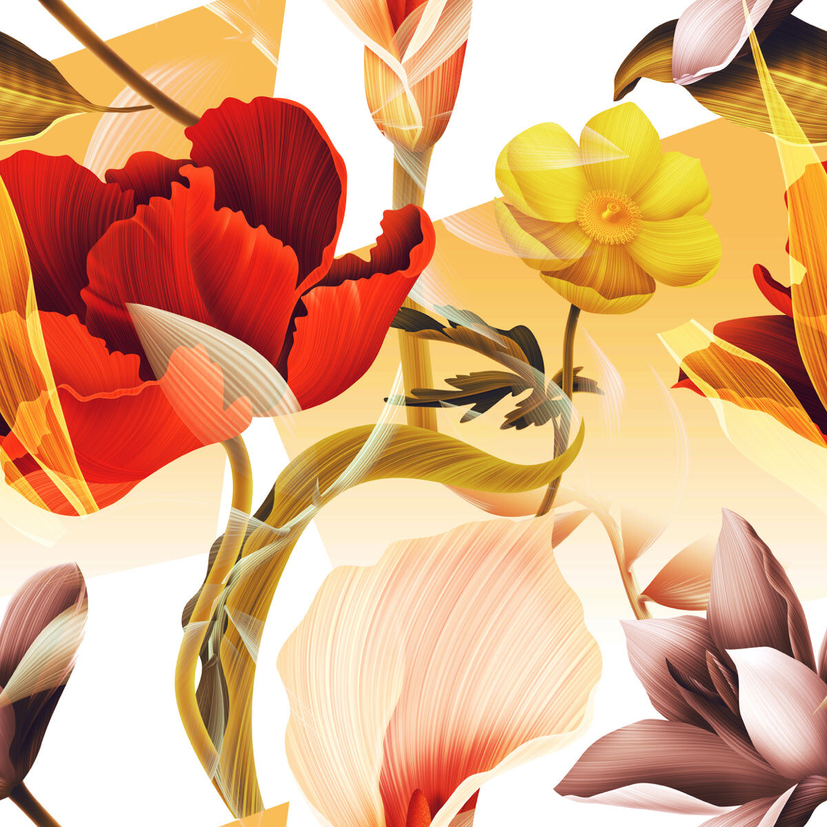 Vibrant Artistic Floral Stretch Ceiling Design