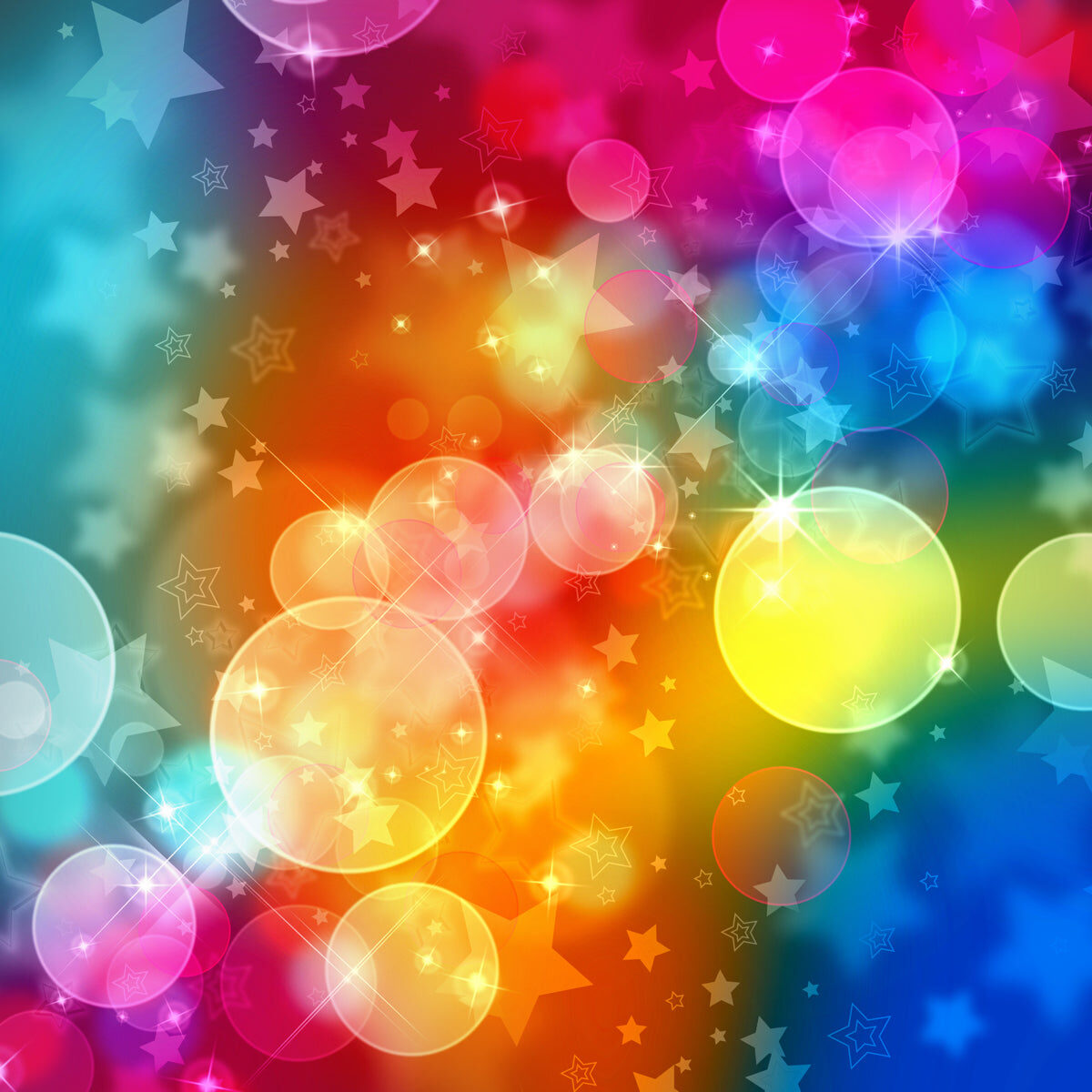 Vibrant Bokeh Stars Rainbow Background Design