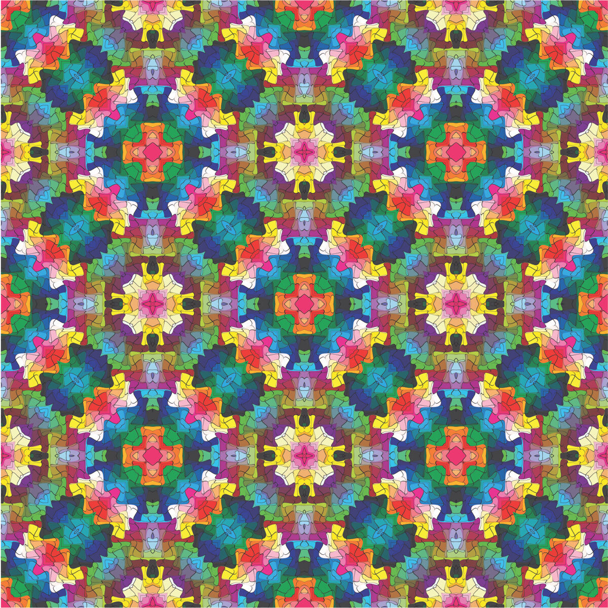 Vibrant Kaleidoscopic Geometric Mosaic Design
