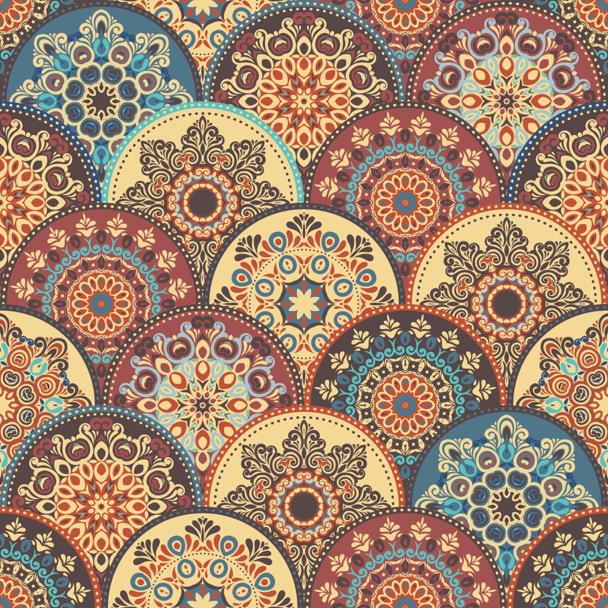Vintage Boho Mandala Arch Pattern Wallpaper