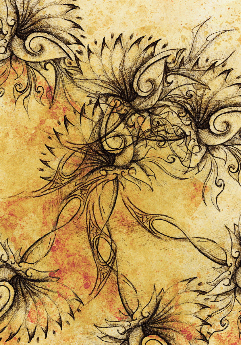 Vintage Floral Sketch Stretch Ceiling – Artistic Heritage Panel