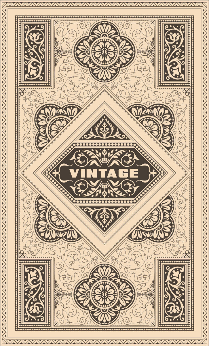 Vintage Ornamental Pattern in Beige & Black