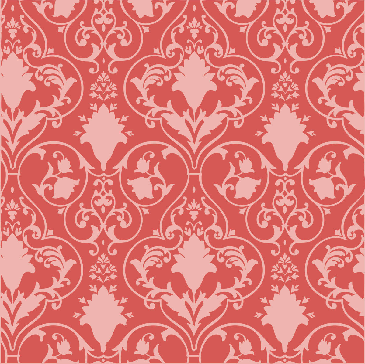 Vintage Pink Damask Floral Pattern Wallpaper