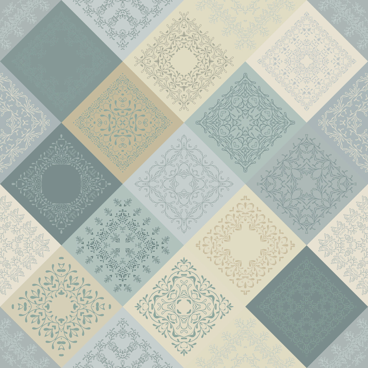 Vintage Tile-Inspired Pattern in Muted Tones