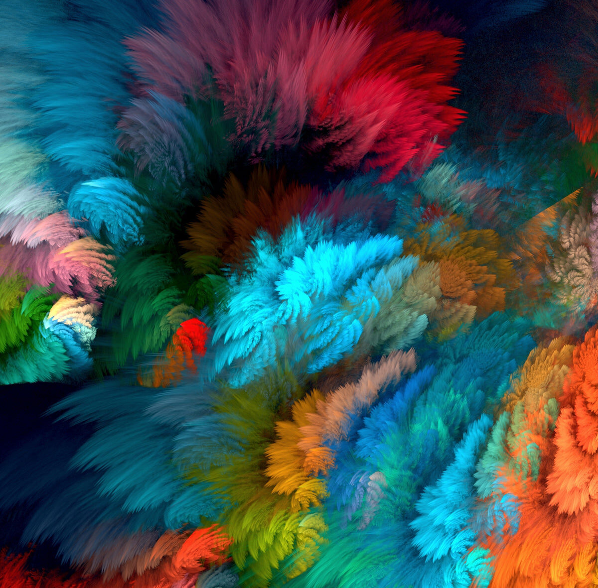 Vivid Feathered Explosion Abstract Artwork