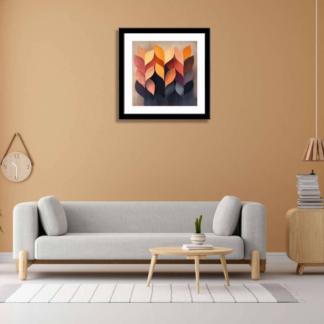 Warm Gradient Leaf Wall Art in Abstract Style