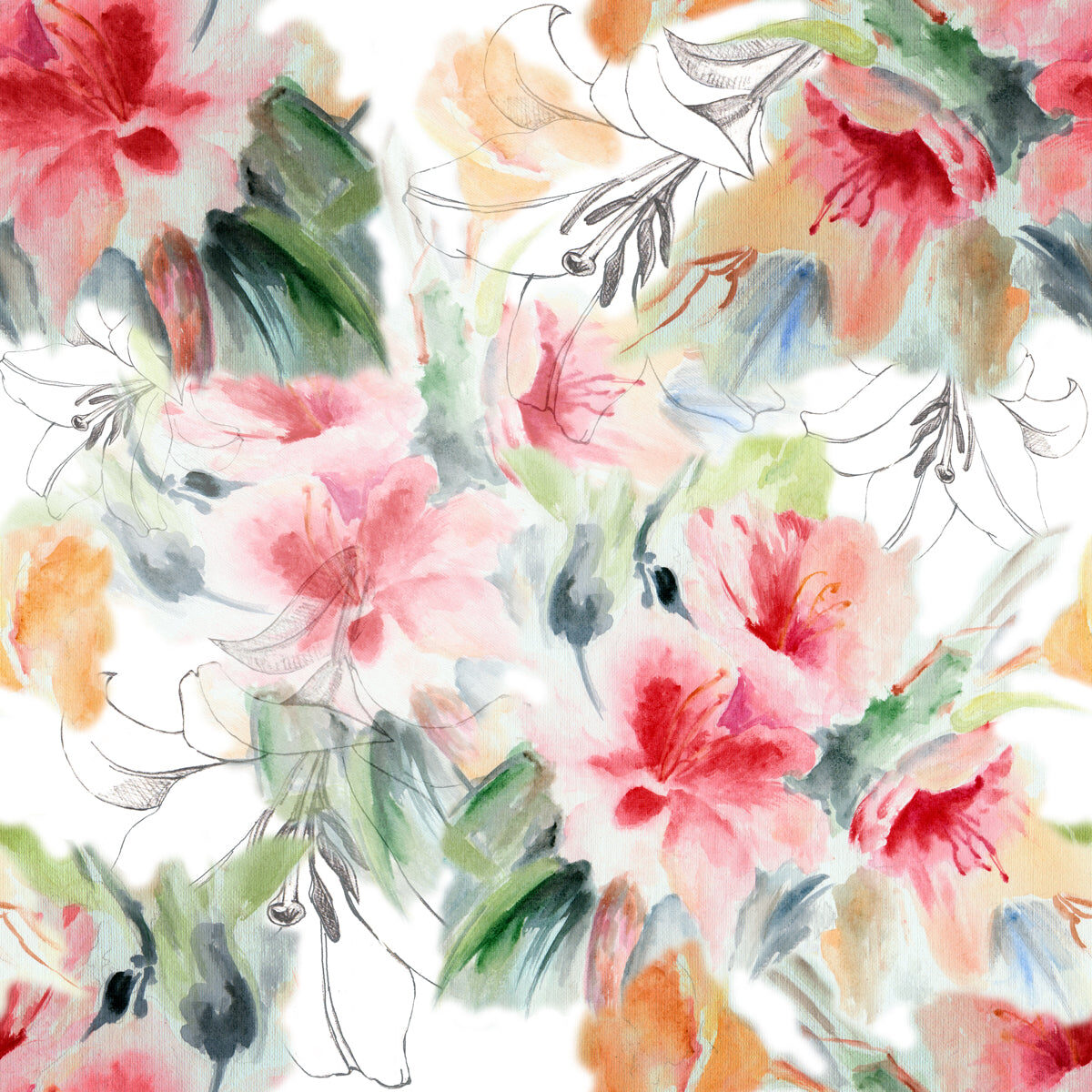Watercolor Blossom Stretch Ceiling – Soft Floral Artistic Design