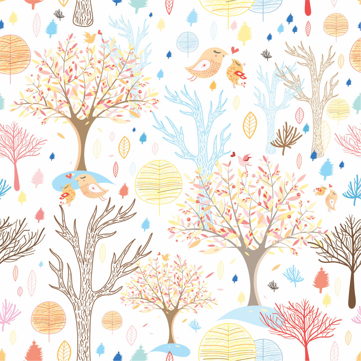 Whimsical Nature & Love Birds Stretch Ceiling Design