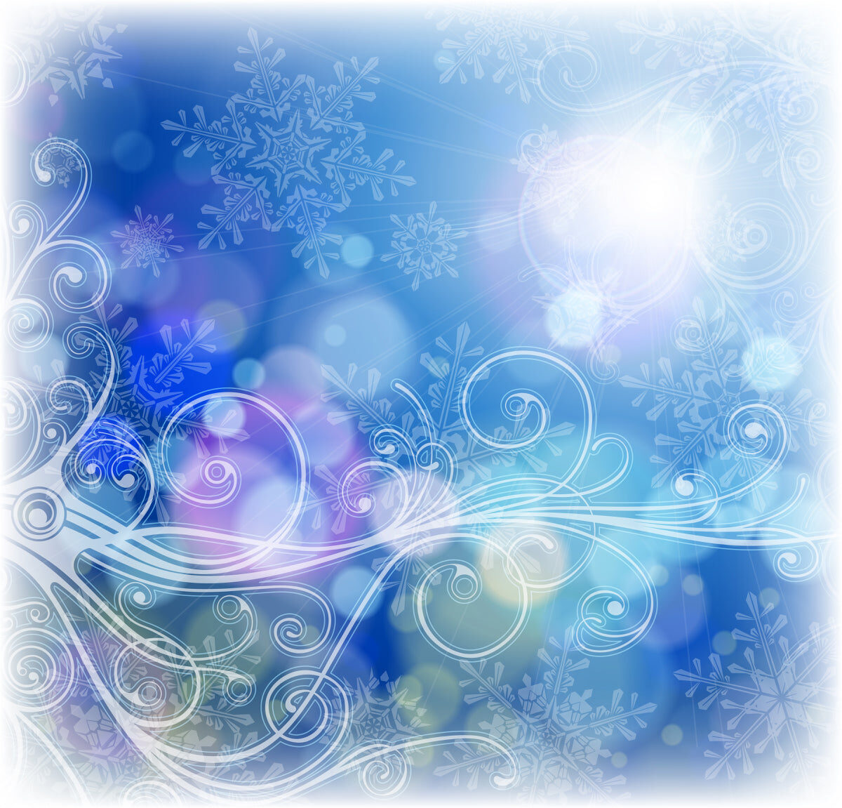 Winter Glow Blue Snowflake Abstract Background